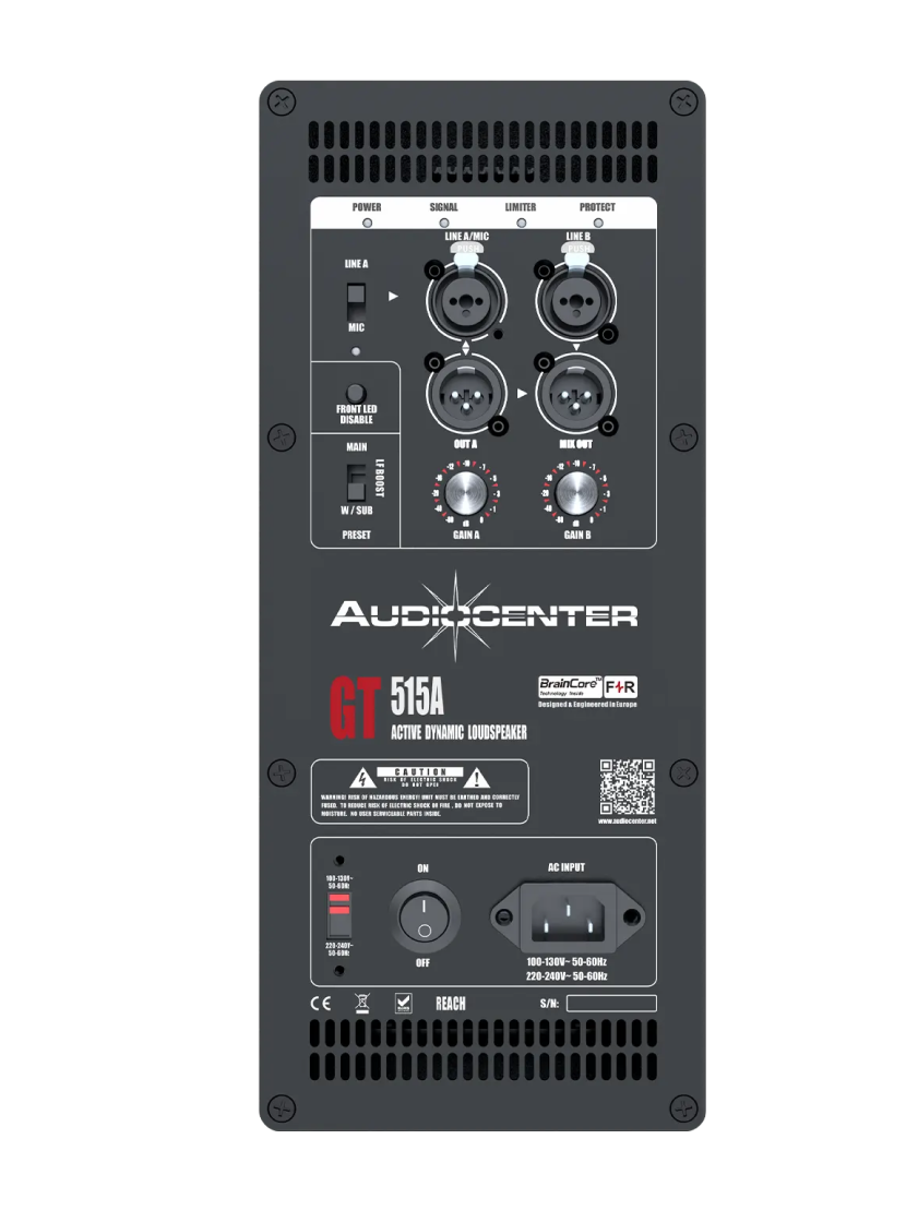 Активная FOH/мониторная ак. система, 15" НЧ динамик Audiocenter GT515A